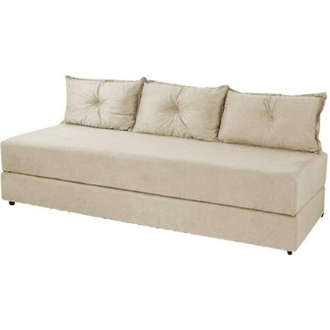 Sofá Cama Bicama Sofánete 3 Lugares Slim Suede Bege