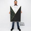Ver imagem 2 de Quadro Decorativo Caixa Alta com Vidro Geométrico Mármore Verde, Preto e Branco TaColado Moldura Bra