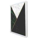 Ver imagem 1 de Quadro Decorativo Caixa Alta com Vidro Geométrico Mármore Verde, Preto e Branco TaColado Moldura Bra