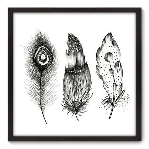 Quadro Decorativo - Penas - 70cm x 70cm - 036qnddp - 1