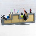 Ver imagem 1 de Kit Organizador De Mesa Escritório Madeira Cinza Grafite