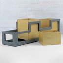 Ver imagem 3 de Kit Organizador De Mesa Escritório Madeira Cinza Grafite