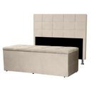 Ver imagem 1 de Kit Cabeceira e Calçadeira Baú King 1,95m Roma Suede Bege Sky Mobile