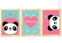 Ver imagem 4 de Quadro Decoração Quarto Menina Panda Rosa Moldura e Vidro:branca