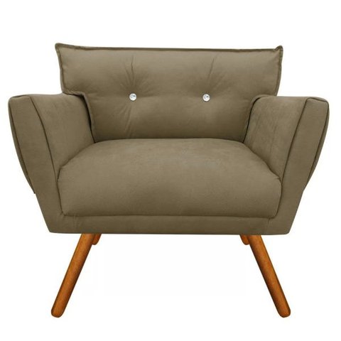 Poltrona Decorativa Anitta Suede Marrom Rato com Strass - D'Rossi