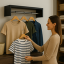 Ver imagem 4 de Kit 2 Cabideiros Multiuso Preto de Parede Porta Roupas Quarto Closet Lavanderia