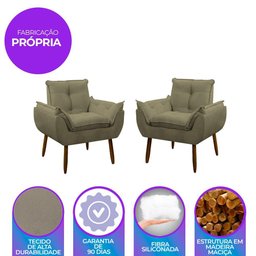 Kit 2 Poltrona Decorativa Sala de Estar Escritório Quarto Prime Cor: Capuccino - 6