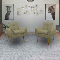 Kit 2 Poltrona Decorativa Sala de Estar Escritório Quarto Prime Cor: Capuccino - 5