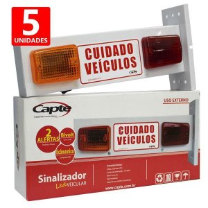 Sinalizador de Garagem Entrada e Saída de Veículos Led - Bivolt Capte LED12 - 5 Peças