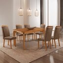 Ver imagem 1 de Mesa de Jantar Liz 180 cm Tampo MDF Laminado Canto Copo com 6 Cadeiras Aline