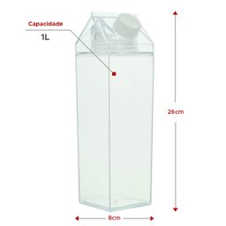 Garrafa Caixinha de Leite Acrílico 1 Litro Vedação Silicone - 3