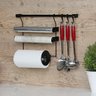 Kit A Linha Requinte Master Cozinha Suspensa Porta Rolos Ganchos - Metaltru - Preto - 1