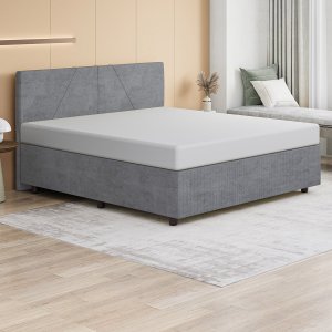 Base Cama Box Casal King Size Veludo Cinza Skybox