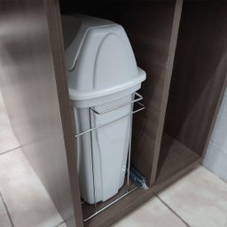 Lixeira Deslizante 14l Mobile Dimec Corrediças Trilho para Armário Cozinha Simples Branca - 5