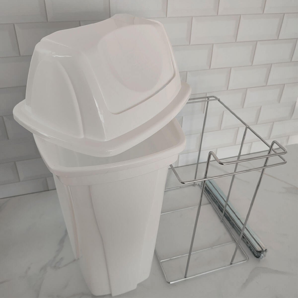 Lixeira Deslizante 14l Mobile Dimec Corrediças Trilho para Armário Cozinha Simples Branca - 7