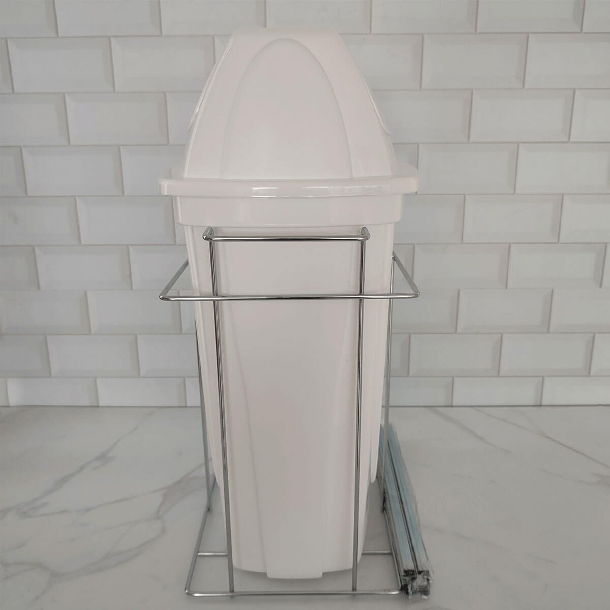 Lixeira Deslizante 14l Mobile Dimec Corrediças Trilho para Armário Cozinha Simples Branca - 6
