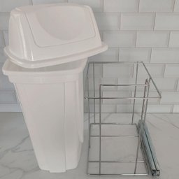 Lixeira Deslizante 14l Mobile Dimec Corrediças Trilho para Armário Cozinha Simples Branca - 4