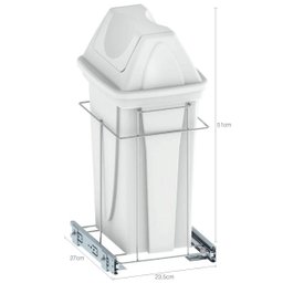Lixeira Deslizante 14l Mobile Dimec Corrediças Trilho para Armário Cozinha Simples Branca - 3