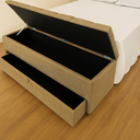 Ver imagem 3 de Puf Baú (sapateiro) com Gaveta Queen 160x50x45cm Cor Bege - Modelo Livert