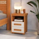 Ver imagem 4 de Kit 2 Mesas de Cabeceira 2 Gavetas Lóquio 100% Mdf - Casa Chick Nature/off White