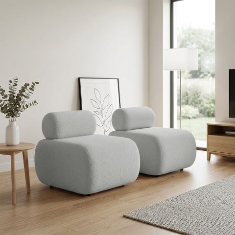 Poltrona Decorativa para Sala KIT2 Orgânica 60 cm Base Fixa Nara Bouclê D03 - D'Rossi