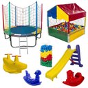 Ver imagem 1 de Kit Pula Pula 1,83m + Piscina de Bolinhas 1m + 500 Bolinhas + Escorrega Médio + 2 Gangorra 1l + 1