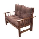 Ver imagem 3 de Sofá Banco Namoradeira Colinial Cancún 2 Lugares de Madeira Banco Super Resistente Estofado Marrom