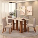 Ver imagem 6 de Mesa Karen 136 Freijó Off White com Kit 4 Cadeiras Sara Freijó Veludo Creme-DJ Móveis