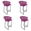Ver imagem 1 de Kit 4 Banquetas Reis em Corda Náutica e Base em Alumínio Cinza para Área Gourmet - Externa Rosa