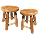 Ver imagem 1 de Kit 2 Banquinho Envernizado de Madeira Banqueta Pequena Tamborete 30cm Alt Maciça Infantil