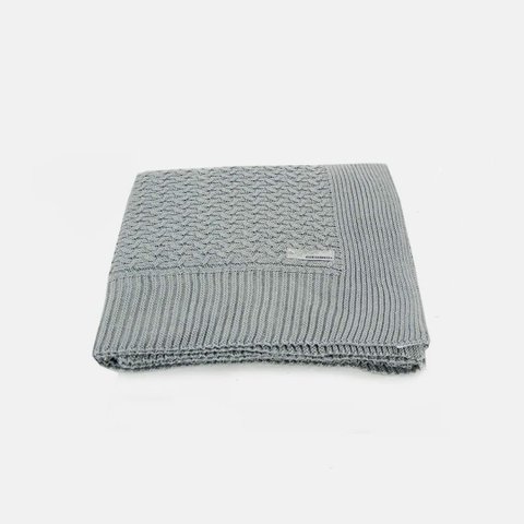 Peseira de Tricot Maxime com Porta Travesseiro - Cinza Blue Gardenia