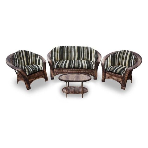 Conjunto de Sofá Fibra Sintética 19 - 1 Sofá 2 L + 2 Poltronas + 1 Mesa Centro - Tecido Illimani Pre