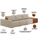 Ver imagem 7 de Sofá Ilha Modular para Sala 312cm com Puff Dublin K01 Linho Bege Sintético Caramelo - Lyam Decor