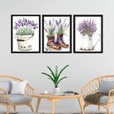 Ver imagem 1 de Kit 3 Quadros Jardim - Lavanda 24x18cm:moldura Preta
