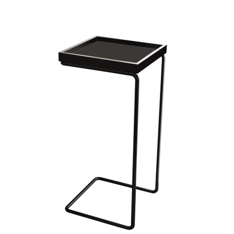 Mesa Lateral Lf 011 Tampo Quadrado Preto/preto