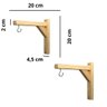 Kit 2 Suportes Mão Francesa de Madeira Pinus para Suporte de Plantas e Macramê C/ Gancho - 20 Cm - 4