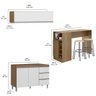Cozinha Pequena Modulada Planejada 6 Pçs com Bancada Ilha Sabrina MDP Branco MENU - 3