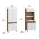 Ver imagem 2 de Cozinha Pequena Modulada Planejada 6 Pçs com Bancada Ilha Sabrina MDP Branco MENU