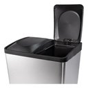 Ver imagem 2 de LIXEIRA DUPLA COLETA SELETIVA 16 LITROS EM INOX COM PEDAL LUXO QUADRADA ECOLOGICA