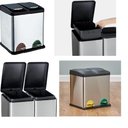 Ver imagem 1 de LIXEIRA DUPLA COLETA SELETIVA 16 LITROS EM INOX COM PEDAL LUXO QUADRADA ECOLOGICA