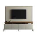 Ver imagem 2 de Rack com Painel 180cm para Sala 4 Portas e Pés em Metal Cor:louro e Luna com Dourado