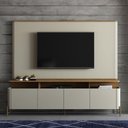 Ver imagem 1 de Rack com Painel 180cm para Sala 4 Portas e Pés em Metal Cor:louro e Luna com Dourado