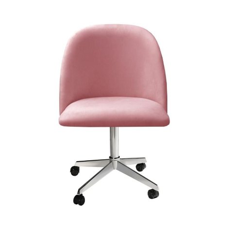 Poltrona Gaia Giratória com Rodinhas Veludo Rosê Bella Decor