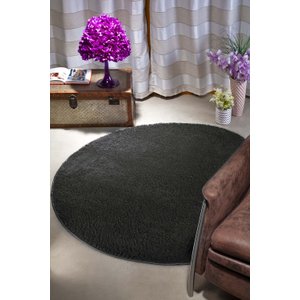 Tapete Redondo para Sala Quarto 1,50M Antiderrapante Pelo Baixo Classic Oásis - Minério