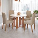 Ver imagem 1 de Mesa de Jantar 4 Lugares Flora Clarice com Vidro Cinamomo/off White - Cimol