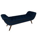 Ver imagem 1 de Puff Recamier Calçadeira 195cm Pés Palito Madeira Vêneto P02 Veludo Azul Marinho - Mpozenato