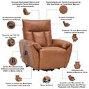 Ver imagem 5 de Poltrona Reclinável Elétrica com Elevação Lift Massagem e Aquecimento Velutti L07 Couríssimo Marrom
