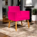 Ver imagem 2 de Poltrona Decorativa para Sala Recepção Consultório Nina Material Sintético Cores Pé Palito Castanho