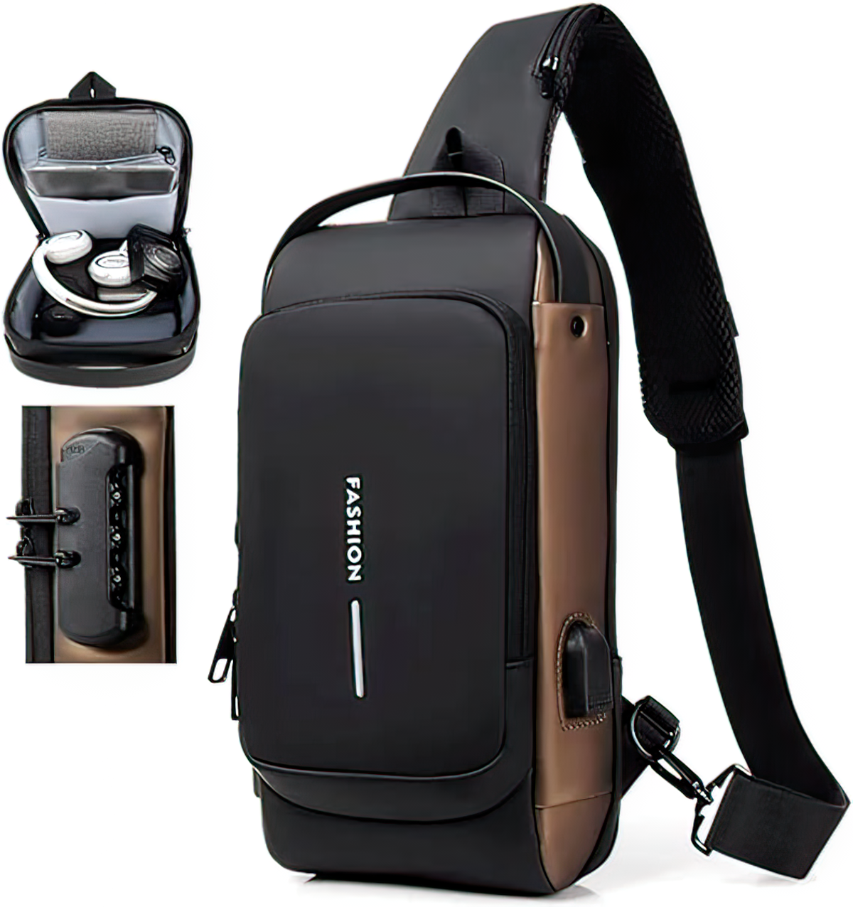 Pochet Masculina Cadeado À Prova D'água Anti-roubo Dourado - 4