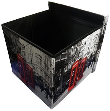 Bau Puff Porta Treco Dobravel Assento Vintage Retro Cabine Londres (PF-9) - 3